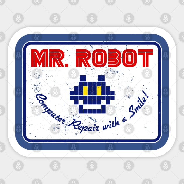 Mr. Robot "Computer Repair With A Smile" Sticker by CultureClashClothing